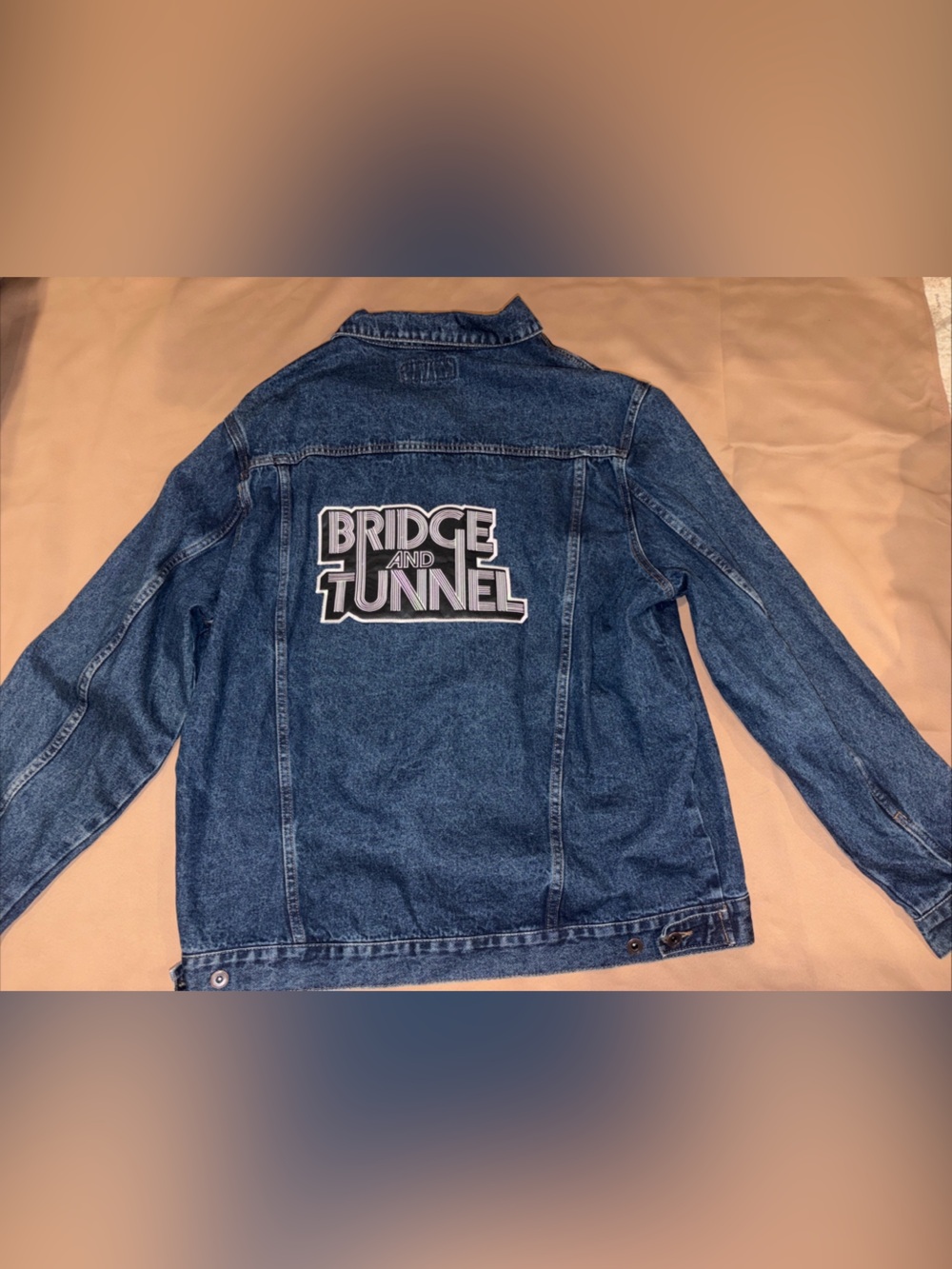 Vintage denim Jacket 80s  90s retro bridge and tunnel Patch Punk Grunge NYC XXL